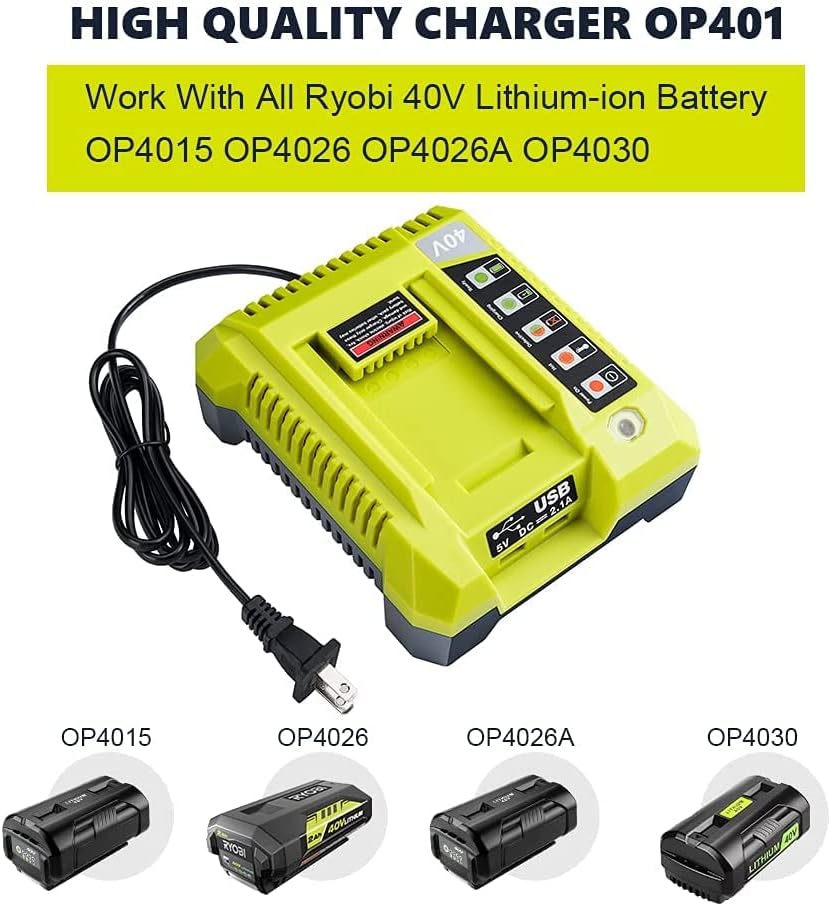 ОП401 40V литиум јонски полнач за батерии за Ryobi OP4015 OP4026 OP4026A OP4030 OP4040 OP4050 OP4050A OP4060 OP40261 OP40301 OP40401