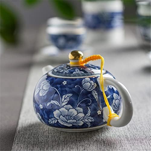 Kutdyk тркалезно сино и бело порцелански керамички чајник чајник ретро керамички рачно изработен чај сет чај од чај од чај
