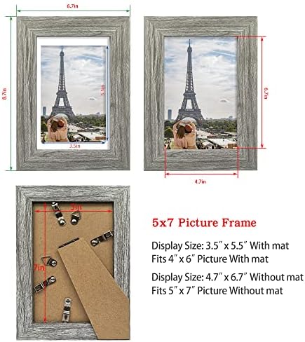 Hongkee 8x10 и 5x7 сет на рамка за слика од 8, изработена од вистинска стаклена рамка од дрво, мулти 8 од 10 фото рамка за приказ на wallидови