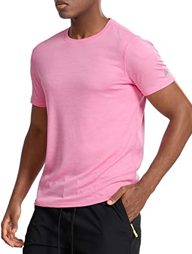 Зенгјо атлетски кошули за мажи Брз сув кратки ракави за вежбање теретана маици маици за влага активен екипаж вратот на вратот