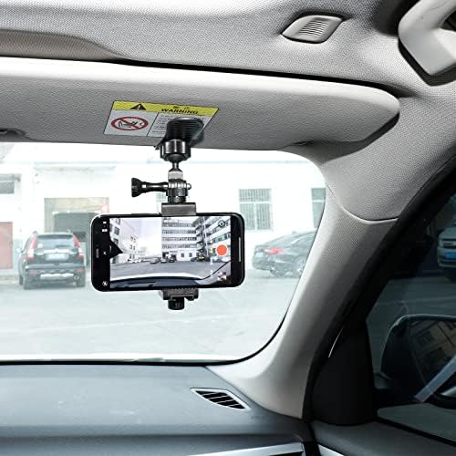 Pellking Car Sun Visor Phone Mount for Vlog/POV, 360 степени прилагодување на автомобили Сонцето Визир Телефон со универзален телефонски