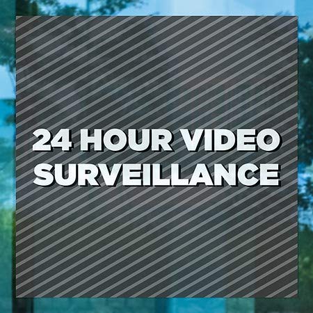 CGSignLab | „24 -часовен видео надзор -Стрип Греј“ прозорецот за лепење | 5 x5