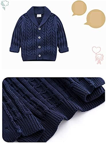 Baby Boys Cardigan Crochet Jampers V-врат, дете плетено копче до обичен џемпер плетен пулвер џемпер за џемпери