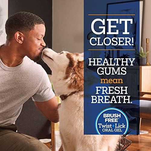 Twist + Lick Oral Gel за кучиња | Континуирано ги чисти забите и го освежува здивот 24 часа | Вкусен вкус на пилешко | Ветеринар формулирана стоматолошка нега за кучиња | Исфрле