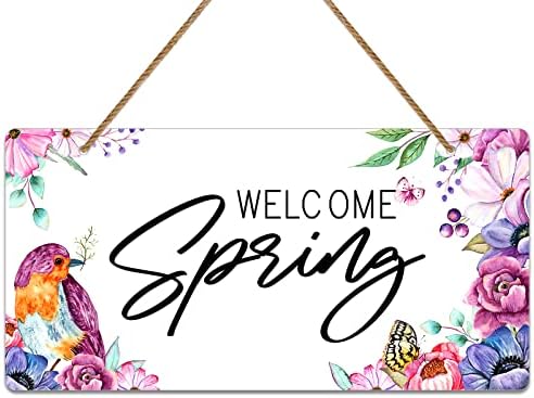 Flyab Добредојдовте Пролет Вратата Знак, 6 x12 Шарени Цвеќиња Пролет Декор Знак, Фарма Пролет Добредојдовте Знак За Влезната Врата