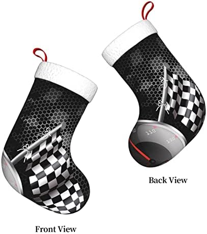 AABSTBFM Checked Flag Racing Christmas Christrance Camencle Виси чорапи за семејна Божиќна декорација празнична сезона на забава