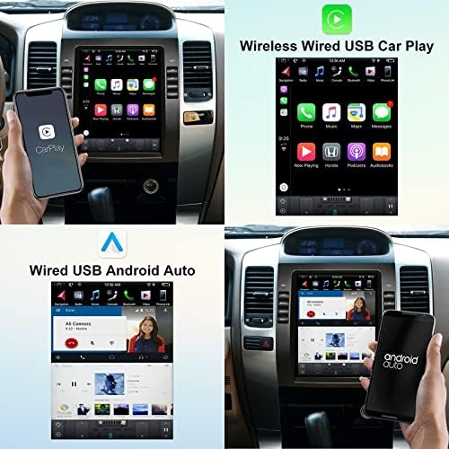 10.4 Инчен Тесла Стил Андроид 9.0 За Тојота Прадо 2002-2009 Лексус GX460 GX470 Автомобил Мултимедијален Плеер Авто GPS Глава единица 4+64 Gb Поддршка Carplay, Bluetooth, WiFi, Контрола На Волан