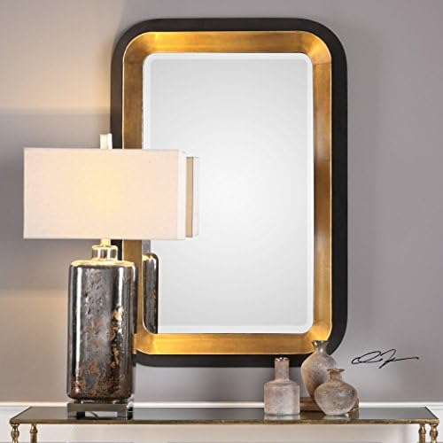 Мојот ЛУД ДОМ Во Средината На Векот Модерно Златно Црно Огледало За Суета | Глам 42 Извајан Правоаголник