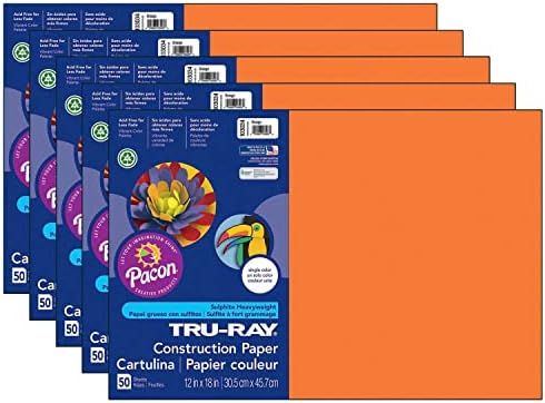 Тру-зрачна градежна хартија, портокалова, 12 x 18, 50 листови по пакување, 5 пакувања