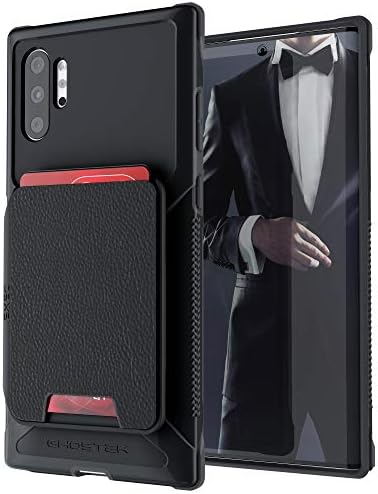 Ghostek Exec Galaxy Note 10 Plus држач за картички на паричникот со вграден магнет за монтирање на автомобили и лесно одвојлив џеб за кожни картички за безжично полнење Samsung Galaxy No