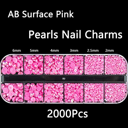 3060pcs бели нокти ригистони кристали стаклени скапоцени камења камења, розови полу -рамни бисери мониста со повеќе големини форми бели ригистони