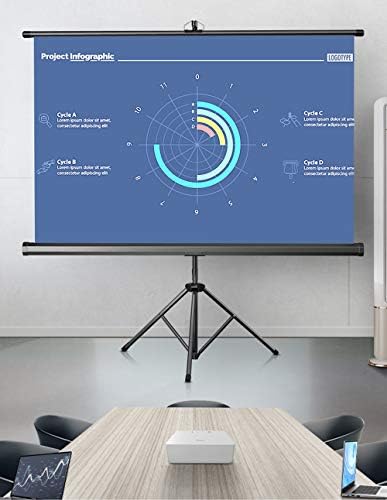 Екран на филмски проектор, екран за проекција со статив за статистички држави без брчки, бавен механизам за повлекување 60 инчи