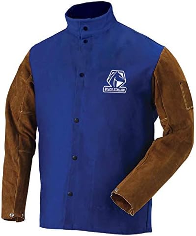 Црн пастув FRB9-30C/BS HYBRID FR Cotton/Cowhide заварување јакна, Royal Blue, 4x-LARGE
