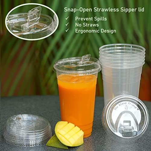 [24оз, 50 пакет] Чаши За Компостирање Со Капаци – Направени Од Растенија-Чаши со капаци без слама-отворени капаци за пиење - Зелена Еколошка