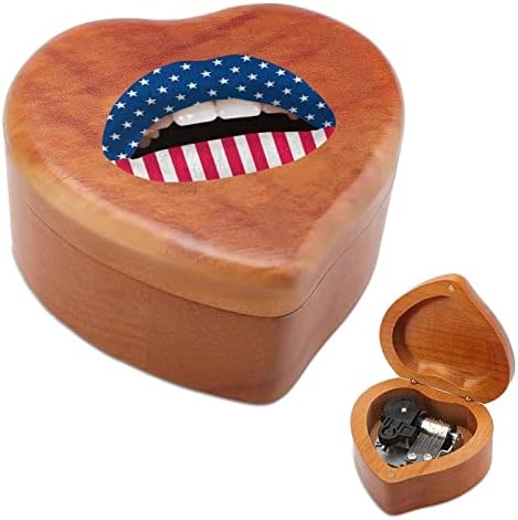 Американски усни ветер гроздобер дрвена музичка кутија свадба в Valentубена Божиќна роденденска часовничка музички подарок