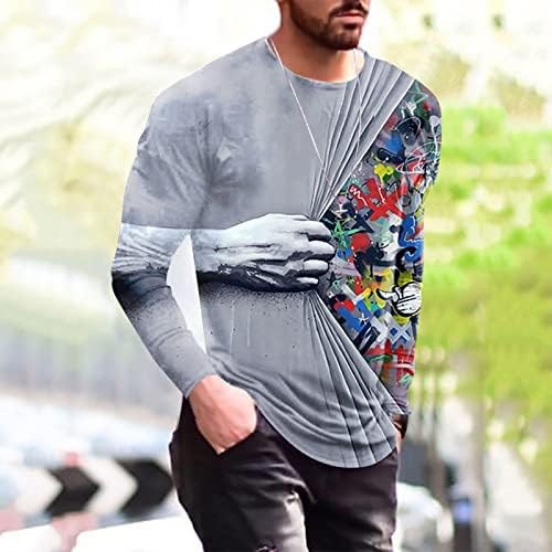 Memoryинф Меморија од пена куќа, машка мода ретро спортска фитнес, на отворено 3Д дигитална печатена маица со долги ракави кошула