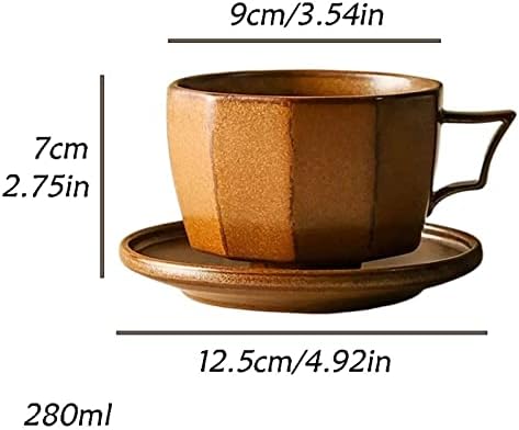 Керамичка чаша за керамички кафе и чинија постави печка ретро кафе чаша рака сварено кафе чаша домаќинство чаша чаша кафе чаша кафе