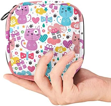 Апстрактни Слатки Мачки Торба За Складирање Санитарни Салфетки, Торбичка За Менструална Чаша, Организатор На Мали Санитарни Влошки
