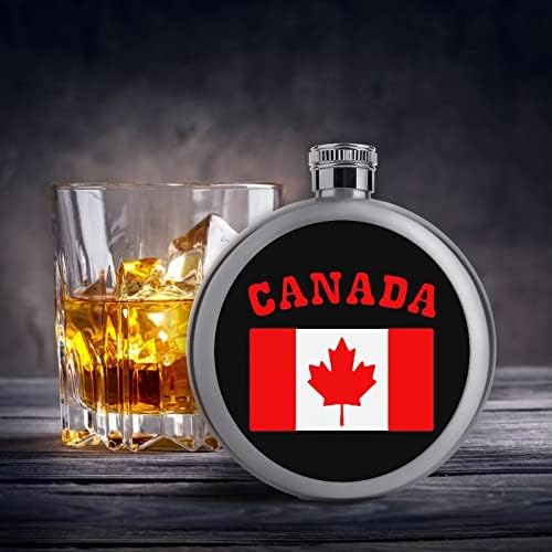 Канада Знаме 5оз Колба Колк Истекување Доказ Пиење Алкохол Нерѓосувачки Челик За Алкохол Виски Рум Водка Свадба Кампување Партија