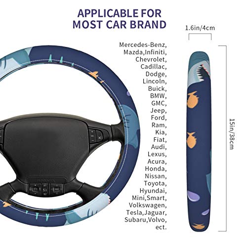 Цртан Филм Ајкули Зашиени кожа капакот на воланот динамичен дизајн универзална големина, погоден за повеќето волани на автомобилот
