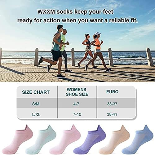 WXXM жени 6/12 пара трчање чорапи Атлетски ниски исечени чорапи на глуждот Арх поддржуваат влага за лоцирање чорапи ребро врвни