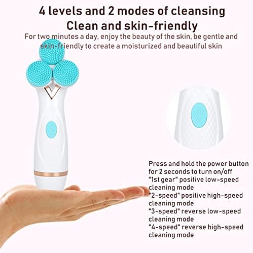 NSWD Водоотпорна четка за чистење на лицето Електрична, четка за чистење на лицето со 3 глави на четки 4 режими, за длабоко чистење на ексфолирајќи