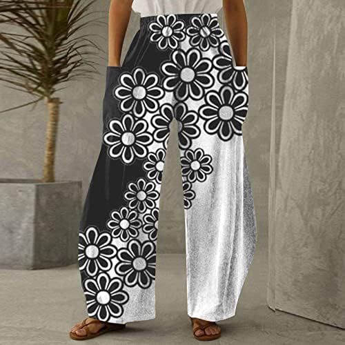 Женски панталони, сончогледни графички пакувања Ацтек панталони за печатење, пантолони панталони, жени еластични половини со високи половини панталони