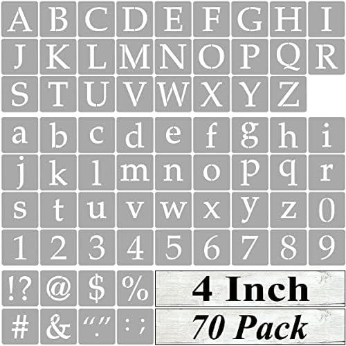4 инчи азбучни букви матрици за сликање - 70 пакувања и броеви на матрици со знаци за сликање на дрво, еднократно букви и броеви