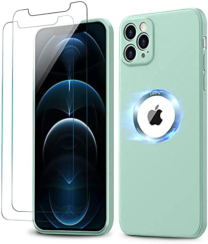 Магнетски случај компатибилен со iPhone 12 Pro Max Liquid Silicone Case со вградени магнети за полнење со маг-безбедни, заштитна заштита