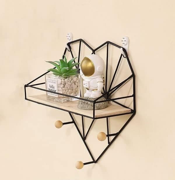 N/Едноставна геометриска форма на срцева форма лебдечка полица Ironелезна модерна домашна дневна соба wallид виси уметнички