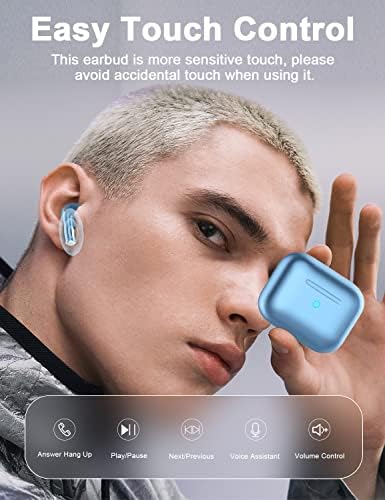Безжични Слушалки миинов, Bluetooth 5.3 Пупки За Уши Контрола На Допир Со Вградени Слушалки За Микрофон Во Уво, Премиум Стерео