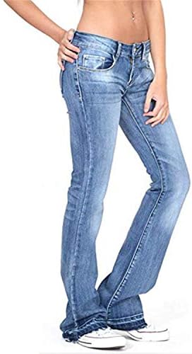 Фармерки за жени Андонџивел за жени плус големина на жени модерни чизми за чистење на џин со висока половината тексас слаби фармерки bellвончиња од дното одблесоци п