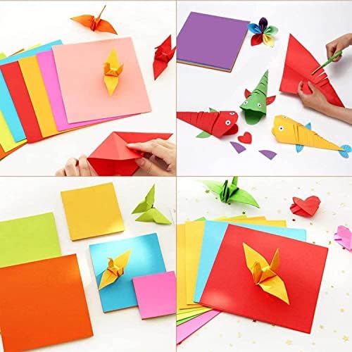 Комплет хартија за оригами, 100 Листови Хартија За Оригами 8 х 8 Инчи Квадратна Двострана Боја 10 Живописни Бои Голема Преклопна Хартија