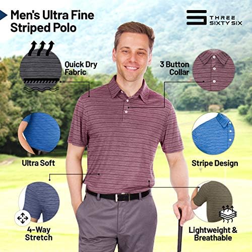 Суво вклопување шарени кошули за голф за мажи - машка 3 копче со копчиња со полза - Ултра мека и дише