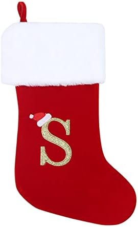 Монограм Божиќни чорапи за порибување класична персонализирана декорација на порибување за семејни празнични сезони ликови Азбука