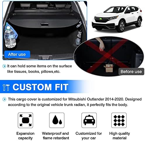 POWERTY компатибилен со карго-покритие Honda HR-V HRV -2022 повлечен багажникот за штитници за штитници на карго-багаж покритие