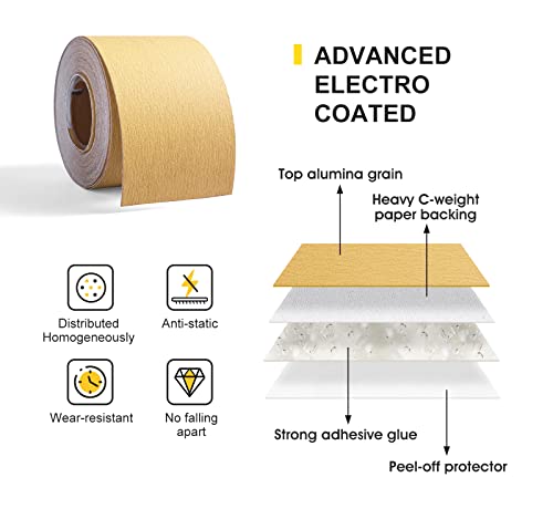 S SATC фино одделение шкурка ролна алуминиум оксид PSA Sander Paper Roll за автомобилска обработка на дрво 220 решетки за пескарење 1 пакет