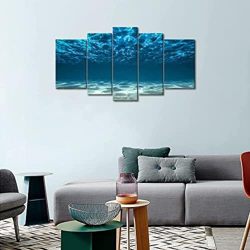 5 панел wallидна уметност сина океанска дното на долниот поглед под површината на сликата на сликата на платно морско пејзаж слики за декорација