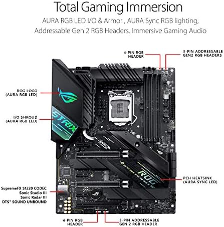 ASUS ROG Strix Z490-F Gaming LGA 1200 Intel Z490 SATA 6GB/S ATX Intel Mathernab
