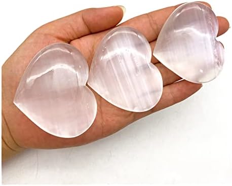 Laaalid xn216 1pc природен бел гипс селенит гипс камени кристали loveубов во форма на срце, полиран камен скапоцен камен, исцелување дома декорација подароци природни
