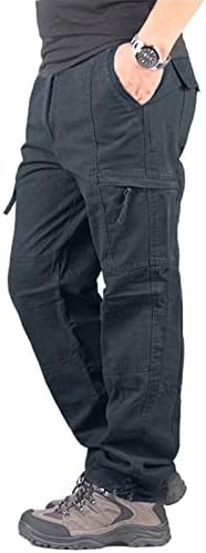 Панталони Sgaogew за мажи кои се обидени машки обични солидни панталони со панталони со панталони со мулти-џебни машки јога панталони