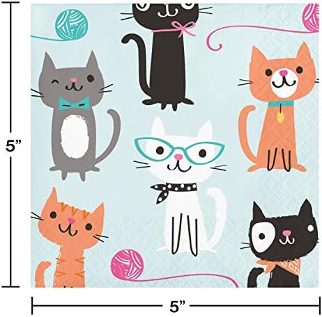 Снабдување за роденденска забава со мачки за мачки - пакет на банер за салфетки за плочи