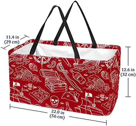 50L купувачи торби пиратска шема црвена склопување на кутии за намирници торба со рачки, еднократно