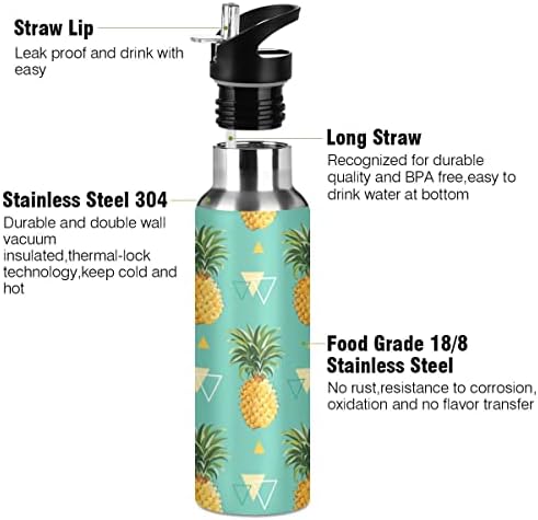 Чилми ананас спортско шише со вода со вакуум со вакуум изолирана термос колба од не'рѓосувачки челик шише за пешачење за пешачење во училишна