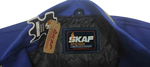 Skaf Impex Оригинален варситит -буквач бејзбол јакна тим бои волна и оригинална кожа xxs до 7xl морнарица злато