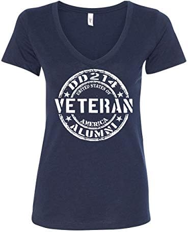 DD214 Ветерански женски V-врат-маица воена служба ги поддржува нашите трупи