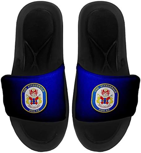 ExpressItbest Pushioned Slide -On сандали/слајдови за мажи, жени и млади - американска морнарица УСС Арлиг Бурк, уништувач