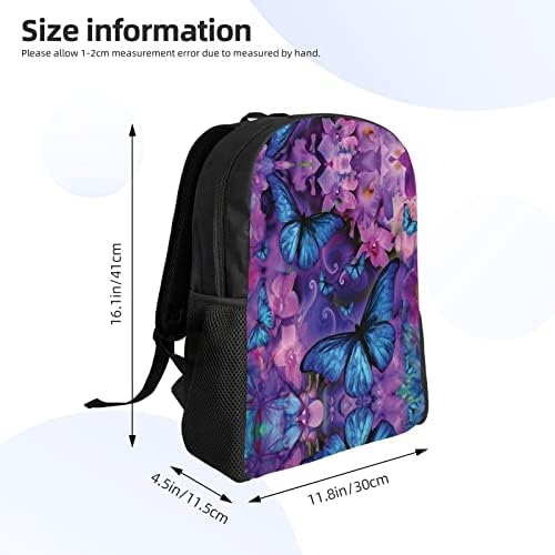 Ewmar цвет пеперутка еднострана целосна печатена ранец за ранец за ранец за ранец Компјутерска торба водоотпорен универзитетски ранец