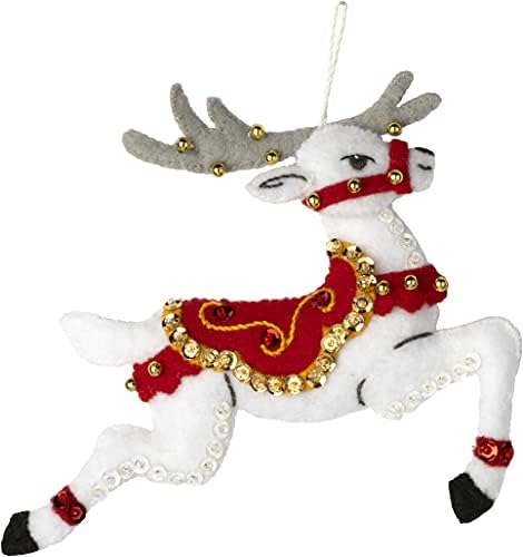 Божиќ на ирваси на бучила, сет од 6 комплет за украси со почувствувани апликации, совршени материјали за DIY иглички за уметност и занаети,