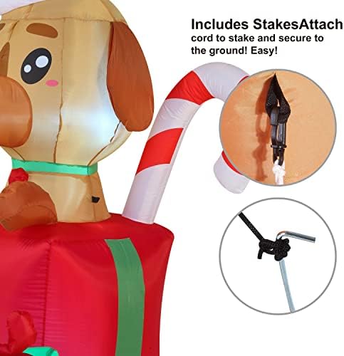 Christmоидоми 6 метри Божиќно кученце надувување, кутре за декорација на двор во подарок со вградени LED диоди надуени за надувување за Божиќна